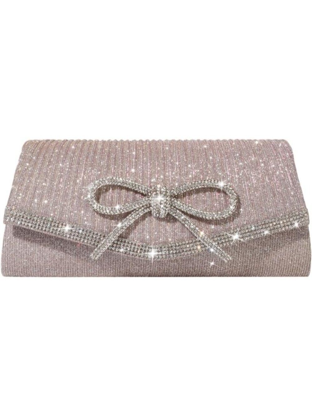 〽️ Women's Purple Pink Sparkly Bow Rhinestone Clutch Purse Glitter Evening Bag